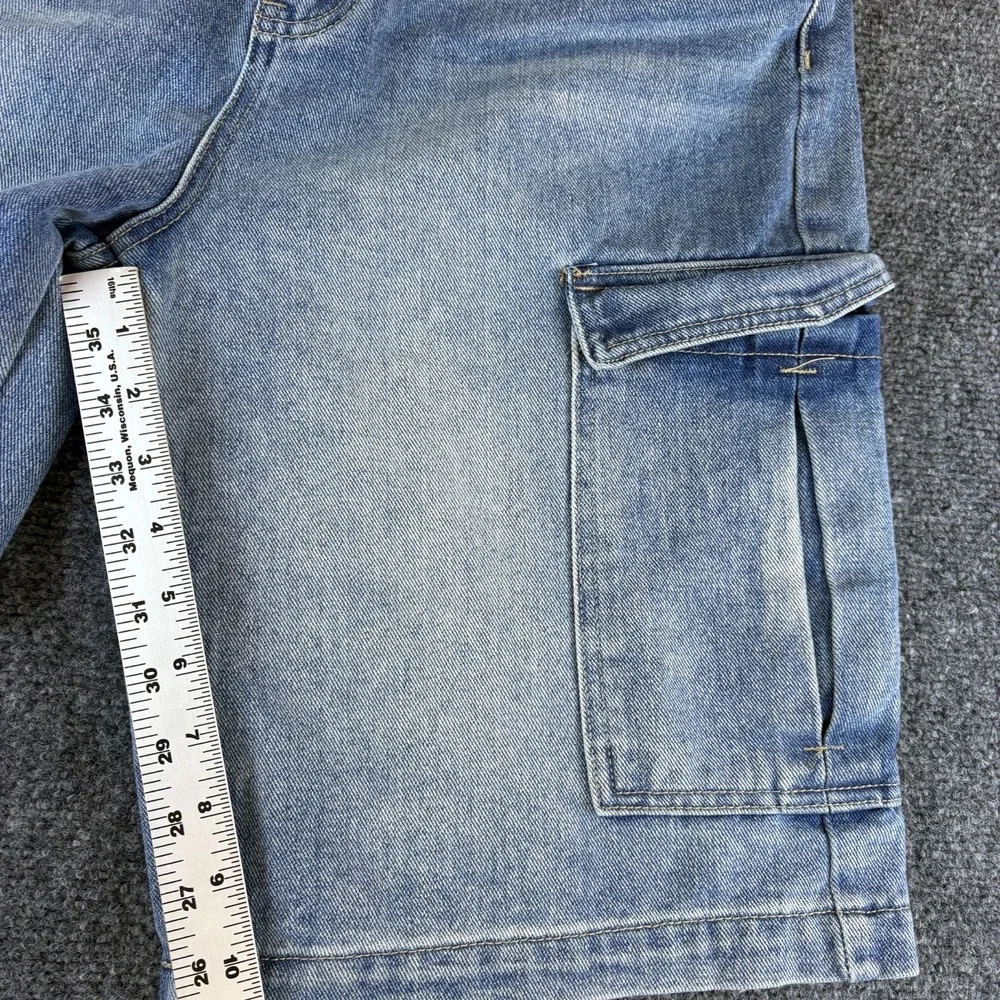 Rise Cargo Shorts Womens 30x11 Blue Denim Cotton Light Wash Workwear‎ Utility